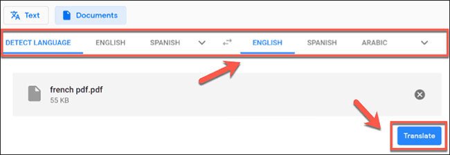 Nhấn nút Translate để bắt đầu quá trình dịch