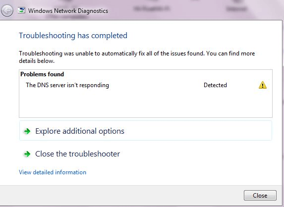 Lỗi DNS Server Not Responding