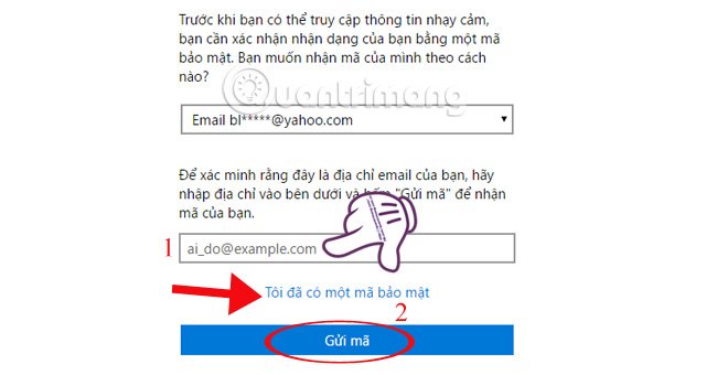 Thay mật khẩu cho tài khoản Hotmail