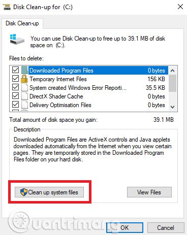 Chọn Clean up system files
