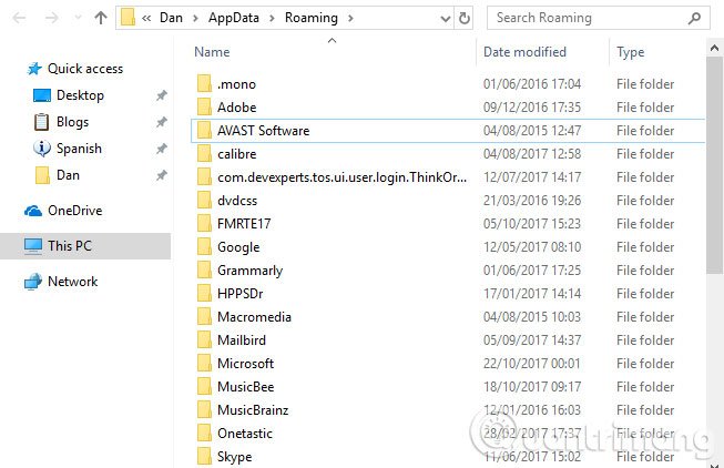 Làm sạc thư mục AppData