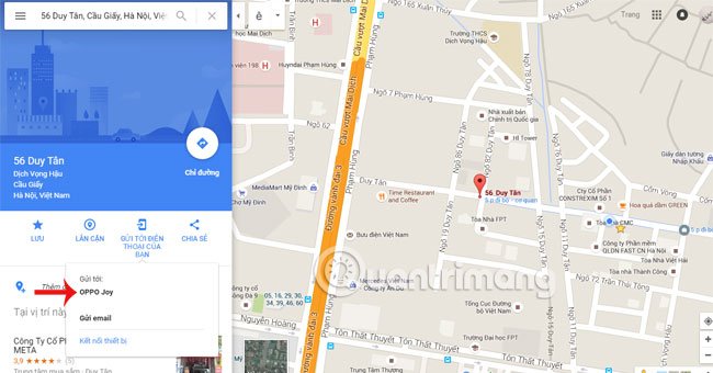 gửi bản đồ Google Maps trên PC tới điện thoại 