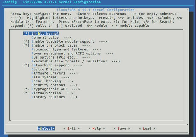 Menu cấu hình Linux kernel