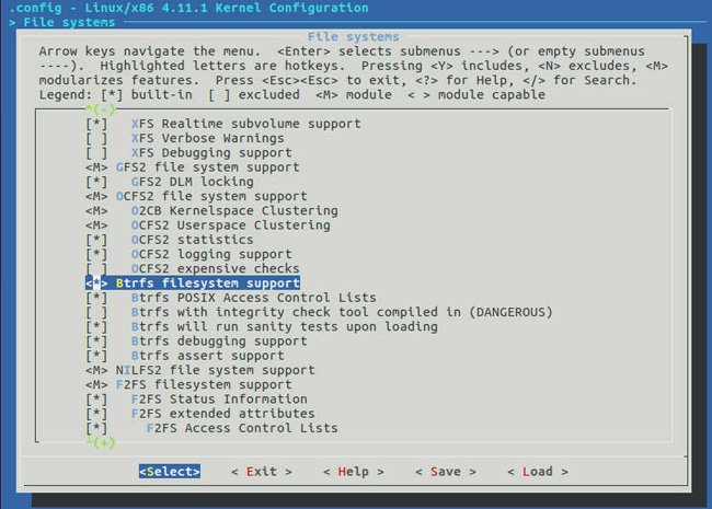 Cấu hình hệ thống tập tin của Linux kernel