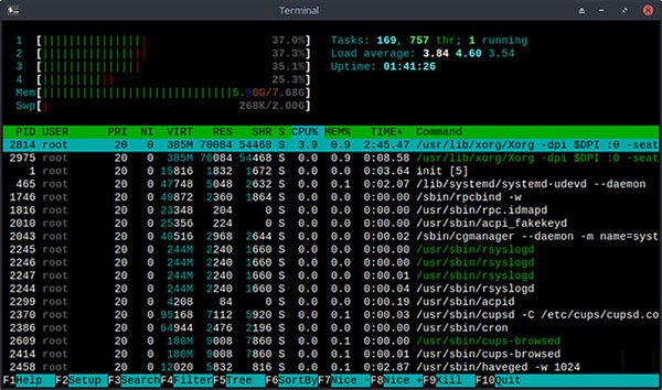 Thông tin htop cung cấp
