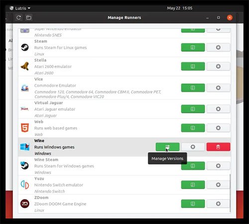 Nhấp vào Manage versions