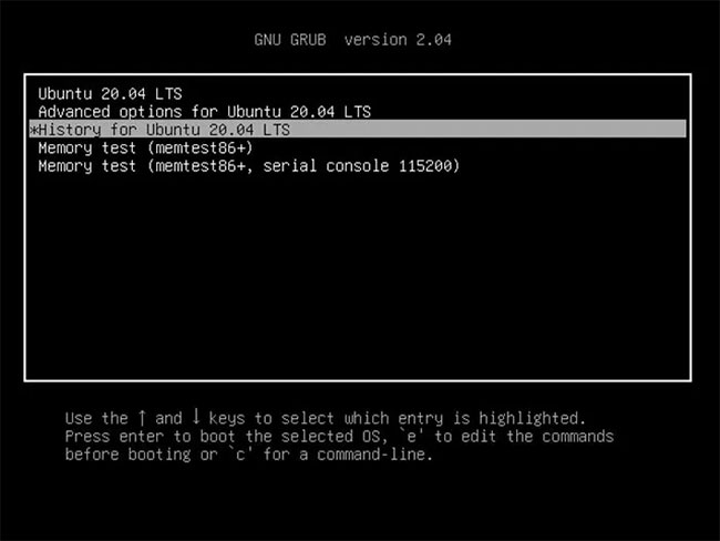 Di chuyển đến mục History for Ubuntu 20.04 LTS