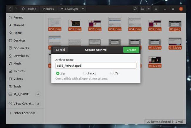 Thêm tất cả ảnh vào kho lưu trữ ZIP hoặc RAR
