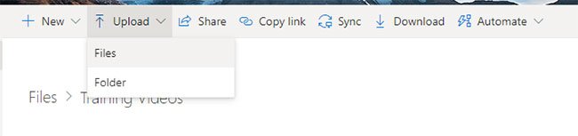 Chọn Files từ danh sách drop-down