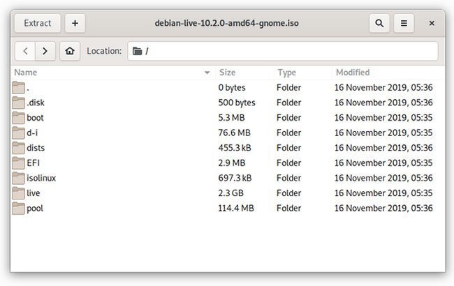 Trích xuất ISO bằng GNOME Archive Manager