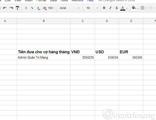Google Sheet - ví dụ