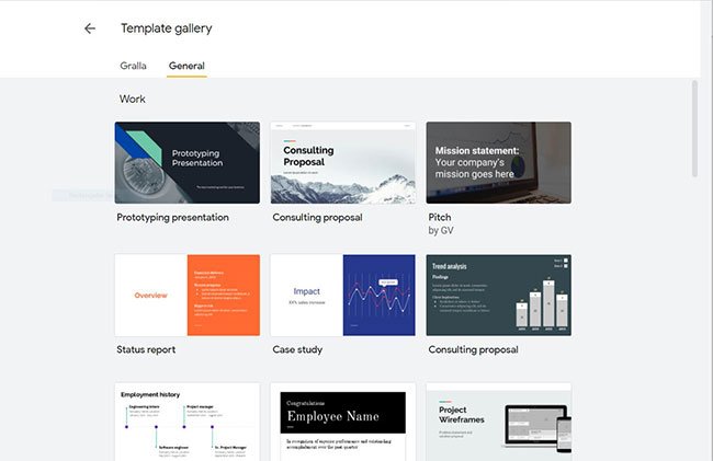 Google Slides chỉ cung cấp 26 template