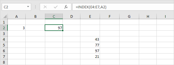 Hàm INDEX 1 chiều