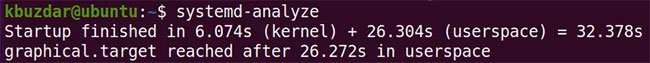 Công cụ systemd-analyze sẽ tính toán thời gian hệ thống khởi động