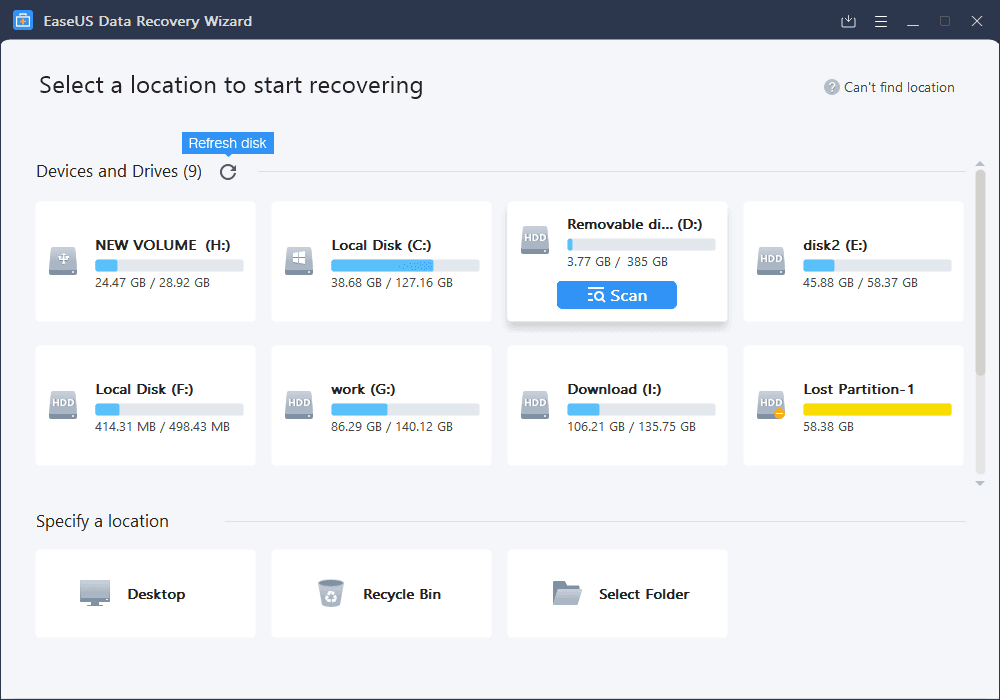 Phần mềm hiện file ẩn EaseUS Data Recovery Wizard