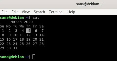 Tiện ích cal Linux hiển thị lịch ở định dạng ngang truyền thống