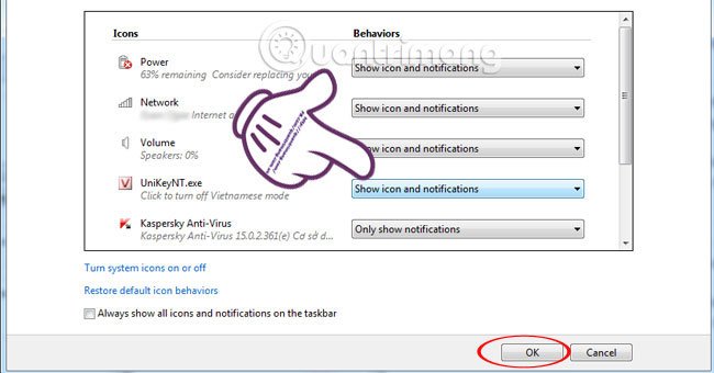 Sửa lỗi icon Unikey biến mất 