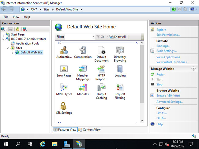 Default Web Site được cấu hình