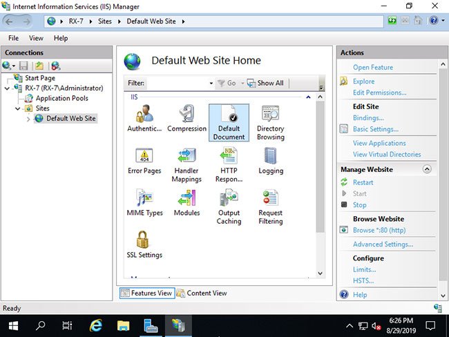 Mở Default Document