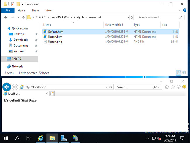 Tạo trang test trong Physical Path (Document Root)