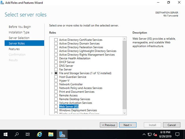 Настройка iis windows server 2019