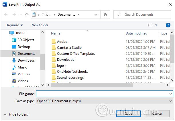 Tạo file in mới