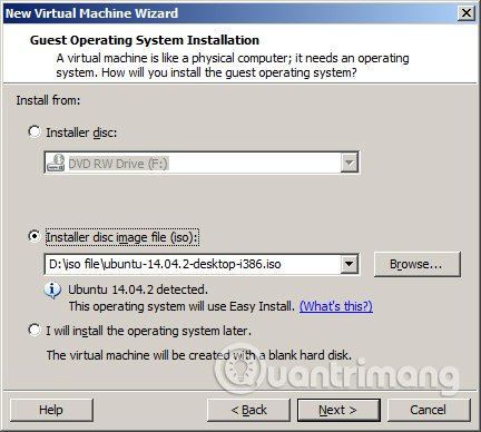 Chọn file ISO của Ubuntu