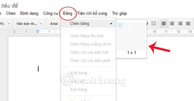 Hướng dẫn tạo bảng tạo, xóa bảng trong Google Docs