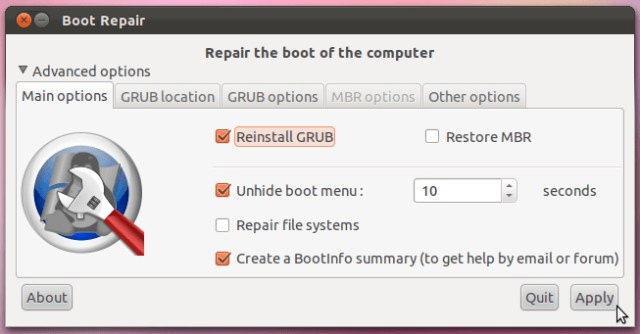 Nhấp vào "Restore MBR"