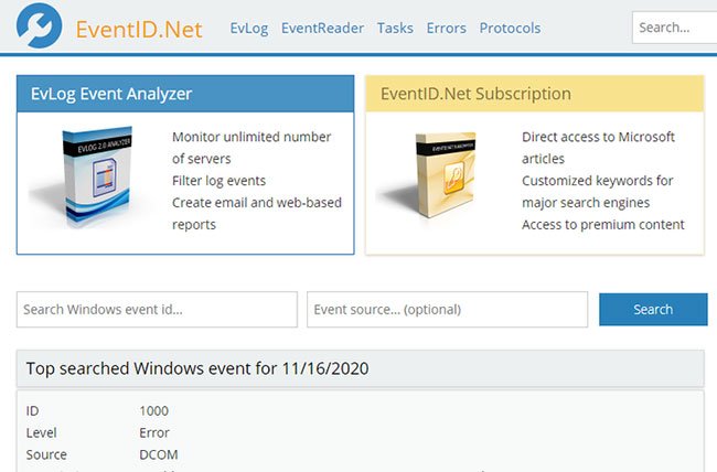 EventID.Net cung cấp thông tin về sự kiện, nguyên nhân và gợi ý giải pháp khắc phục