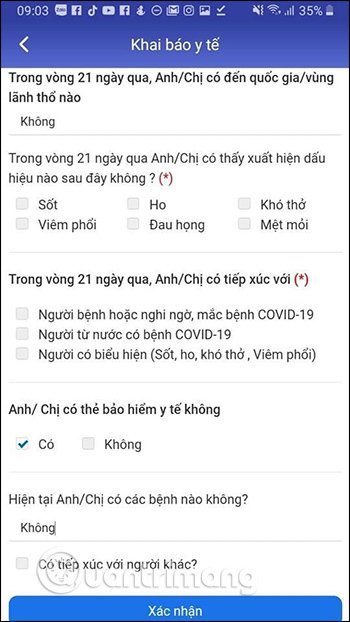 Gửi tờ khai trên điện thoại