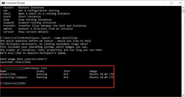 Xem các instance đã cài đặt