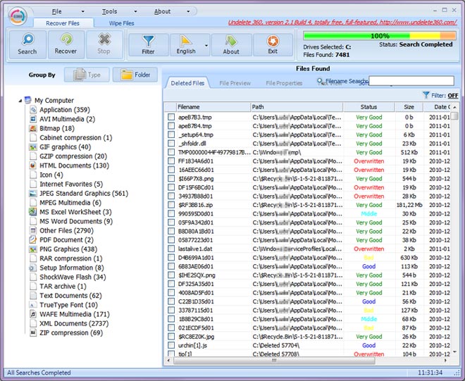 Undelete 360 khôi phục dữ liệu