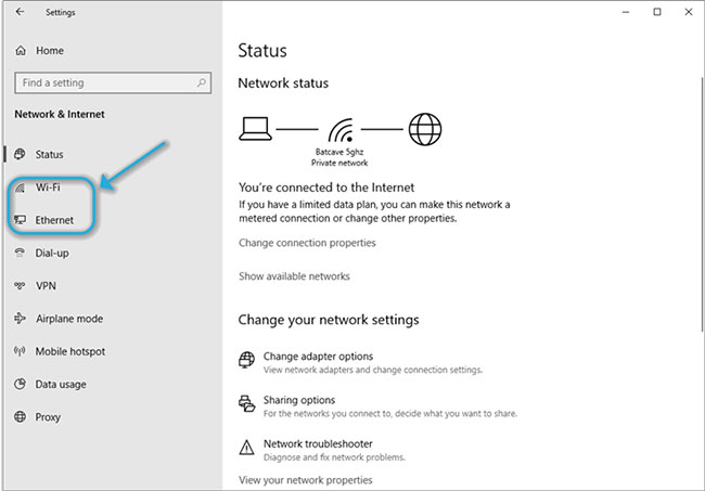 Chọn Ethernet