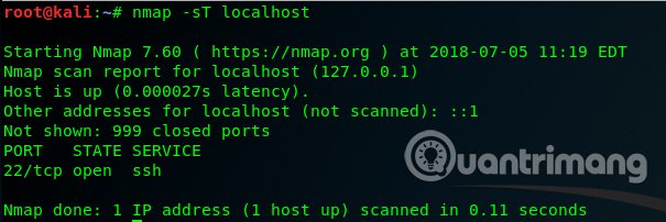 Sử dụng lệnh nmap -sU localhost