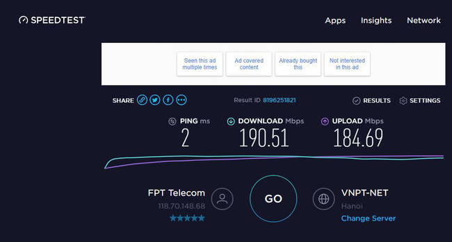 Cách kiểm tra tốc độ mạng qua SpeedTest không quá 1 phút - Ảnh 3. Cách kiểm tra tốc độ mạng qua SpeedTest không quá 1 phút - Ảnh 3.