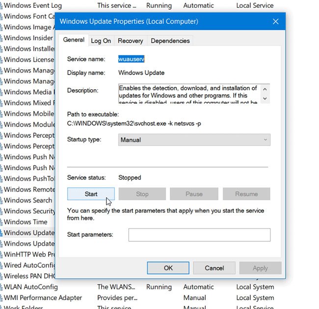 Kiểm tra xem Windows Update, DCOM Server Process Launcher và RPC Endpoint Mapper có hoạt động không