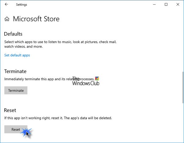 Reset lại Microsoft Store qua Settings