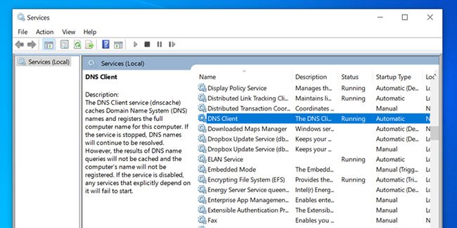 Khởi động lại DNS Client