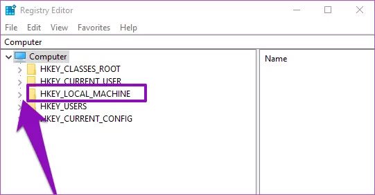 Mở rộng thư mục HKEY_LOCAL_MACHINE