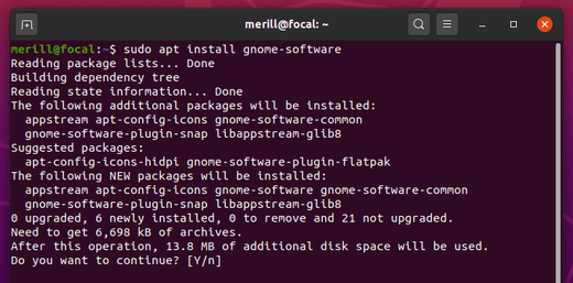 Cài đặt Gnome Software