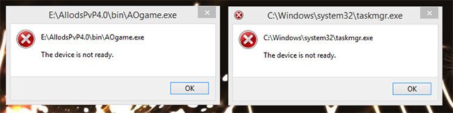 Lỗi “The device is not ready” khi chạy file .exe