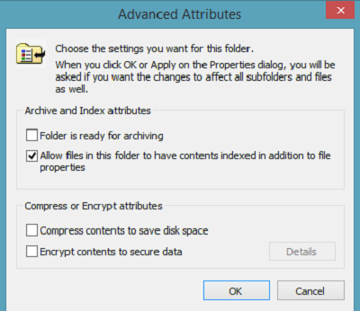Bỏ tích mục Encrypt contents to secure data
