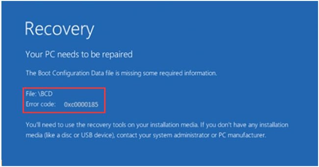 Mã lỗi 0xc0000185 là do hỏng các file liên quan đến chức năng boot của PC Windows