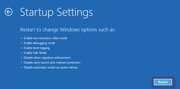 Nhấp vào Restart
