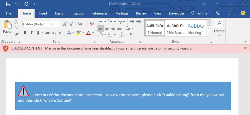 Macro bị chặn khi người dùng cố tình mở file