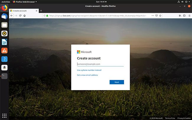 Chọn Create Account để tạo tài khoản mới