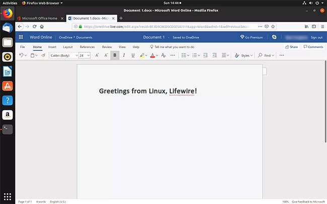 Giao diện Microsoft Word Online rất giống với phiên bản được cài đặt trên máy tính