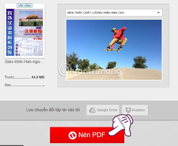 Giảm dung lượng file PDF trên Convertio