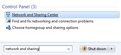 Mở cửa sổ Network and Sharing 